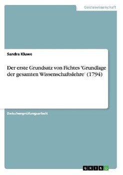 Der erste Grundsatz von Fichtes 'Grundlage der gesamten Wissenschaftslehre' (1794)