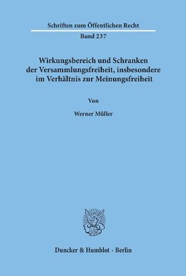 Wirkungsbereich und Schranken der Versammlungsfreiheit, insbesondere im Verhältnis zur Meinungsfreiheit