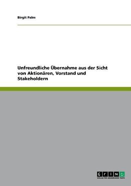 Unfreundliche Übernahme aus der Sicht von Aktionären, Vorstand und Stakeholdern