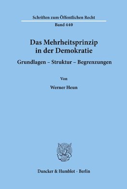 Das Mehrheitsprinzip in der Demokratie. Grundlagen - Struktur - Begrenzungen.