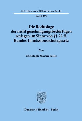 Die Rechtslage der nicht genehmigungsbedürftigen Anlagen im Sinne von §§ 22 ff. Bundes-Immissionsschutzgesetz.