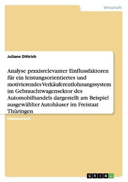 Analyse praxisrelevanter Einflussfaktoren für ein leistungsorientiertes und motivierendes Verkäuferentlohnungssystem im Automobilhandels