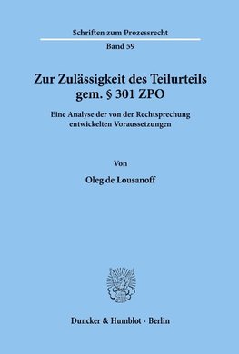 Zur Zulässigkeit des Teilurteils gem. § 301 ZPO.