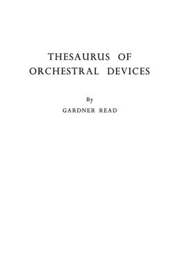 Thesaurus of Orchestral Devices