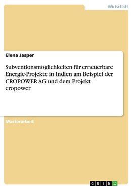 Subventionsmöglichkeiten für erneuerbare Energie-Projekte in Indien am Beispiel der CROPOWER AG und dem Projekt cropower