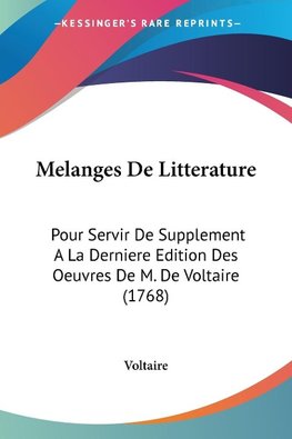 Melanges De Litterature