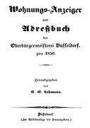 Wohnungs-Anzeiger und Adreßbuch der Oberbürgermeisterei Düsseldorf pro 1850