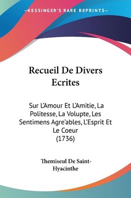 Recueil De Divers Ecrites