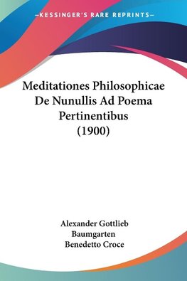 Meditationes Philosophicae De Nunullis Ad Poema Pertinentibus (1900)