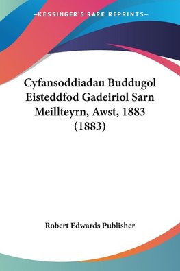 Cyfansoddiadau Buddugol Eisteddfod Gadeiriol Sarn Meillteyrn, Awst, 1883 (1883)