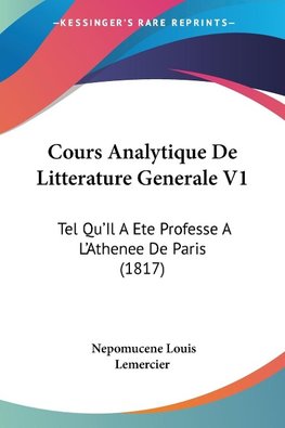 Cours Analytique De Litterature Generale V1