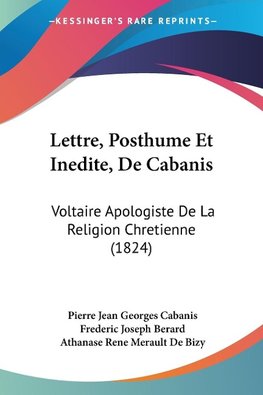 Lettre, Posthume Et Inedite, De Cabanis