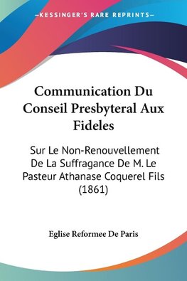 Communication Du Conseil Presbyteral Aux Fideles