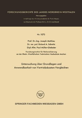 Untersuchung über Grundlagen und Anwendbarkeit von Vertriebskosten-Vergleichen