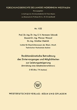 Reaktionskinetische Betrachtung des Sintervorganges und Möglichkeiten zur Leistungssteigerung