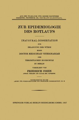 Zur Epidemiologie des Rotlaufs