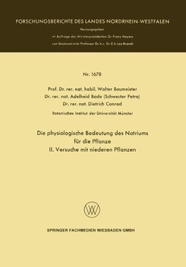 Die physiologische Bedeutung des Natriums für die Pflanze