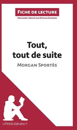 Analyse : Tout, tout de suite de Morgan Sportès  (analyse complète de l'oeuvre et résumé)