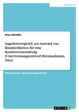 Angebotsvergleich zur Auswahl von Räumlichkeiten für eine Kundenveranstaltung (Unterweisungsentwurf Bürokaufmann, -frau)