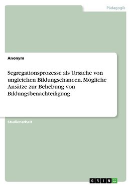 Segregationsprozesse als Ursache von ungleichen Bildungschancen. Mögliche Ansätze zur Behebung von Bildungsbenachteiligung