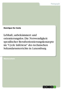 Lebhaft, unbekümmert und orientierungslos. Die Notwendigkeit spezifischer Berufsorientierungskonzepte im "Cycle Inférieur" des technischen Sekundarunterrichts in Luxemburg