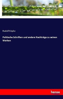 Politische Schriften und andere Nachträge zu seinen Werken