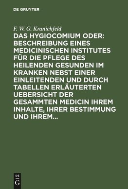 Das Hygiocomium oder : Beschreibung eines medicinischen Institutes für die Pflege des heilenden Gesunden im Kranken nebst einer einleitenden und durch Tabellen erläuterten Uebersicht der gesammten Medicin ihrem Inhalte, ihrer Bestimmung und ihrem...