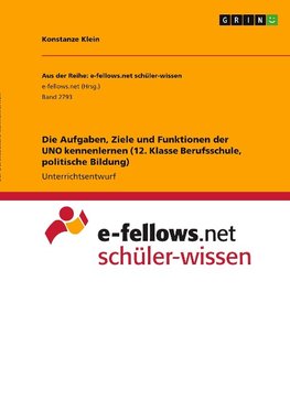 Die Aufgaben, Ziele und Funktionen der UNO kennenlernen (12. Klasse Berufsschule, politische Bildung)