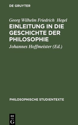 Einleitung in die Geschichte der Philosophie