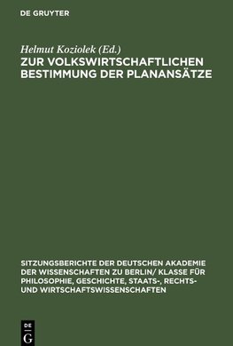 Zur volkswirtschaftlichen Bestimmung der Planansätze