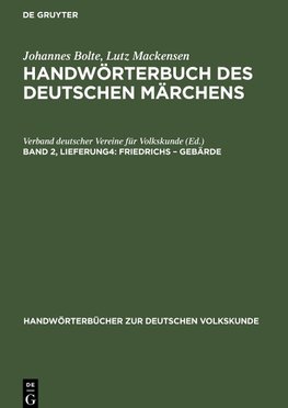 Handwörterbuch des deutschen Märchens, Band 2, Lieferung4, Friedrichs ¿ Gebärde