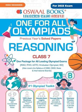 Oswaal One For All Olympiad Previous Years' Solved Papers, Class-7 Reasoning Book (For 2023 Exam)