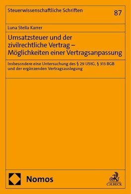 Umsatzsteuer und der zivilrechtliche Vertrag - Möglichkeiten einer Vertragsanpassung