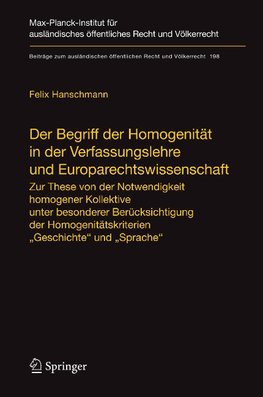 Der Begriff der Homogenität in der Verfassungslehre und Europarechtswissenschaft